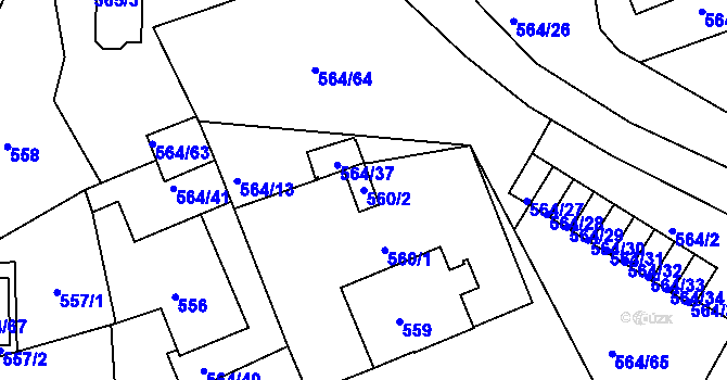 Parcela st. 560/2 v KÚ Dubí u Teplic, Katastrální mapa