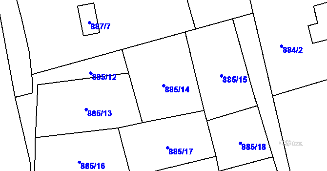 Parcela st. 885/14 v KÚ Dubí u Teplic, Katastrální mapa