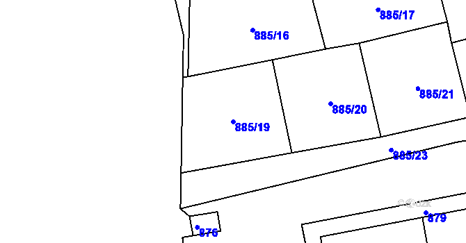 Parcela st. 885/19 v KÚ Dubí u Teplic, Katastrální mapa