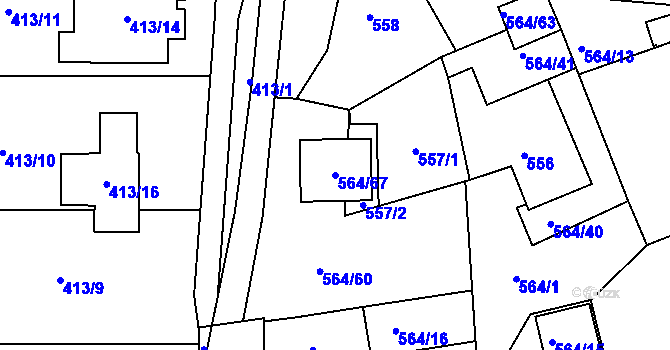 Parcela st. 564/67 v KÚ Dubí u Teplic, Katastrální mapa