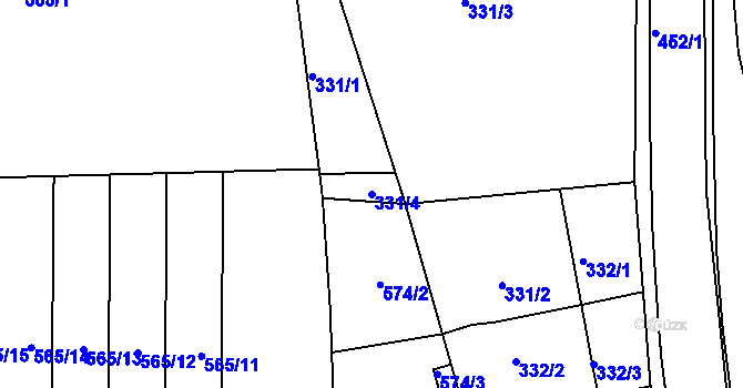 Parcela st. 331/4 v KÚ Dubí u Teplic, Katastrální mapa