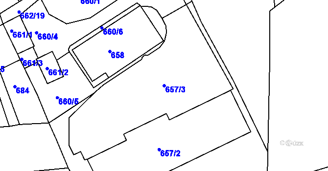 Parcela st. 657/3 v KÚ Dubí u Teplic, Katastrální mapa