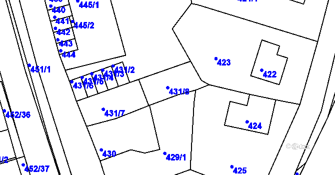 Parcela st. 431/8 v KÚ Dubí u Teplic, Katastrální mapa