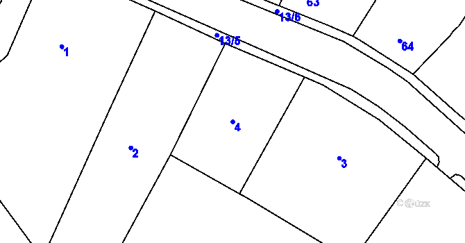 Parcela st. 4 v KÚ Dubí-Bystřice, Katastrální mapa