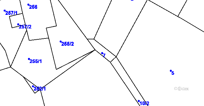 Parcela st. 7 v KÚ Dubí-Bystřice, Katastrální mapa
