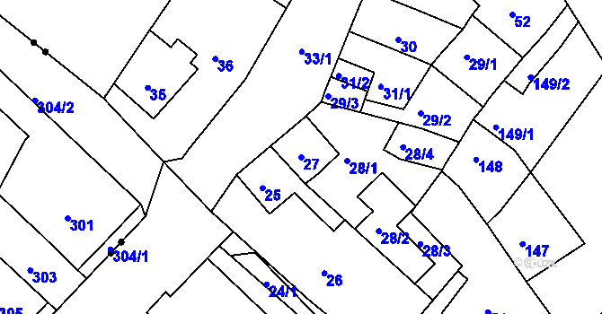 Parcela st. 27 v KÚ Dubí-Bystřice, Katastrální mapa
