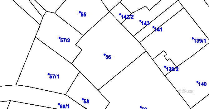 Parcela st. 56 v KÚ Dubí-Bystřice, Katastrální mapa