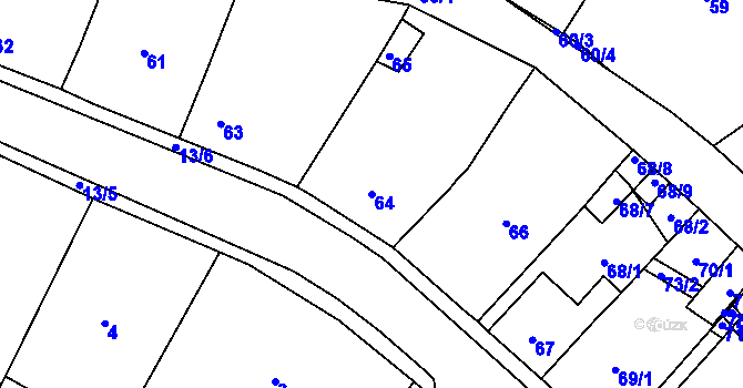 Parcela st. 64 v KÚ Dubí-Bystřice, Katastrální mapa
