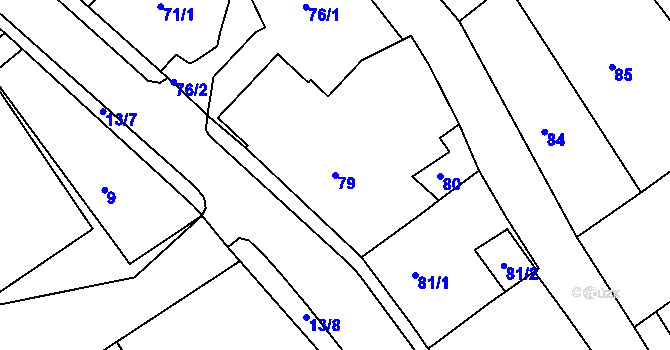 Parcela st. 79 v KÚ Dubí-Bystřice, Katastrální mapa