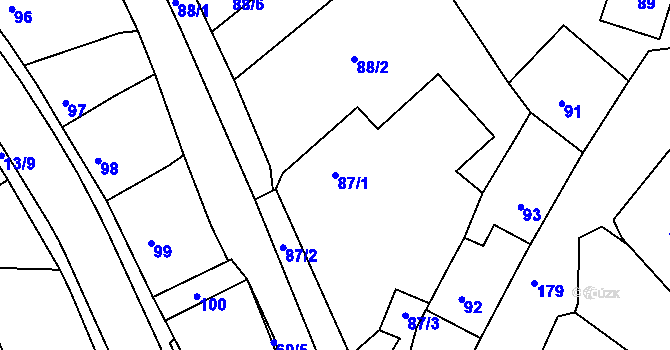 Parcela st. 87/1 v KÚ Dubí-Bystřice, Katastrální mapa