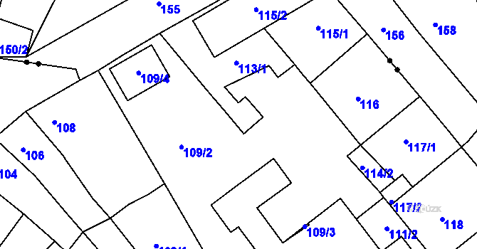 Parcela st. 113 v KÚ Dubí-Bystřice, Katastrální mapa