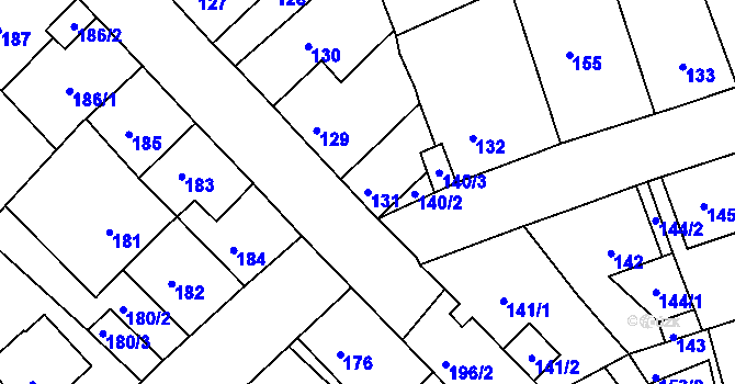 Parcela st. 131 v KÚ Dubí-Bystřice, Katastrální mapa