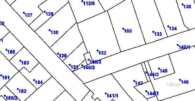 Parcela st. 132 v KÚ Dubí-Bystřice, Katastrální mapa