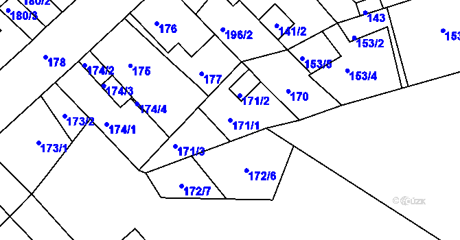 Parcela st. 171/1 v KÚ Dubí-Bystřice, Katastrální mapa