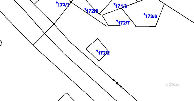 Parcela st. 172/2 v KÚ Dubí-Bystřice, Katastrální mapa