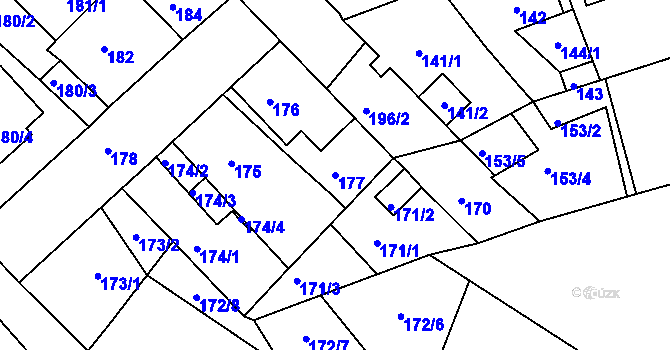 Parcela st. 177 v KÚ Dubí-Bystřice, Katastrální mapa