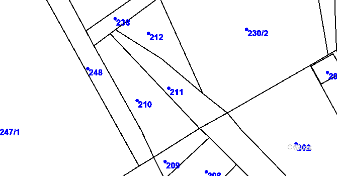 Parcela st. 211 v KÚ Dubí-Bystřice, Katastrální mapa