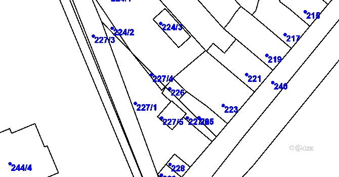 Parcela st. 226 v KÚ Dubí-Bystřice, Katastrální mapa