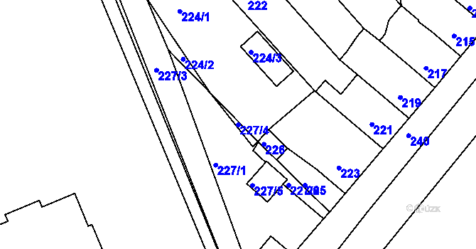 Parcela st. 227/4 v KÚ Dubí-Bystřice, Katastrální mapa
