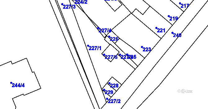 Parcela st. 227/5 v KÚ Dubí-Bystřice, Katastrální mapa