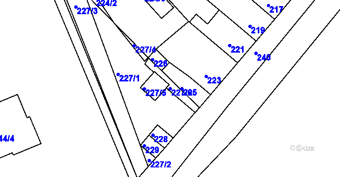 Parcela st. 227/6 v KÚ Dubí-Bystřice, Katastrální mapa