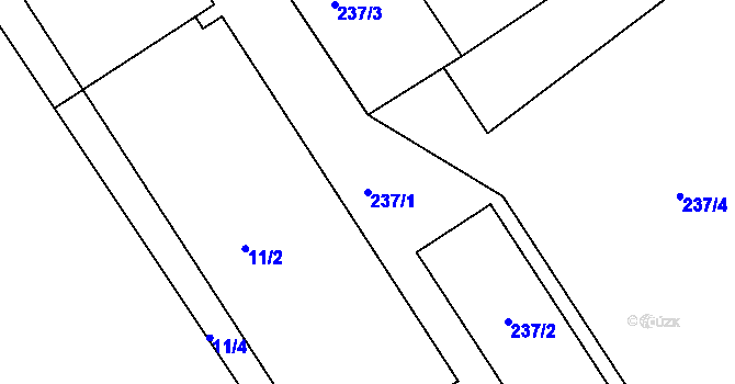 Parcela st. 237/1 v KÚ Dubí-Bystřice, Katastrální mapa