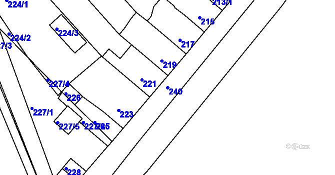 Parcela st. 240 v KÚ Dubí-Bystřice, Katastrální mapa