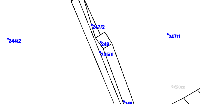 Parcela st. 245/1 v KÚ Dubí-Bystřice, Katastrální mapa
