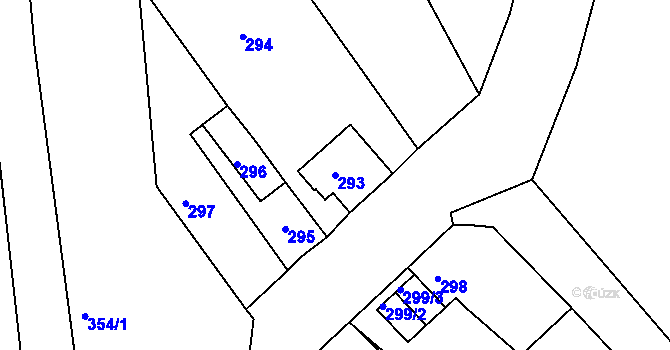 Parcela st. 293 v KÚ Dubí-Bystřice, Katastrální mapa