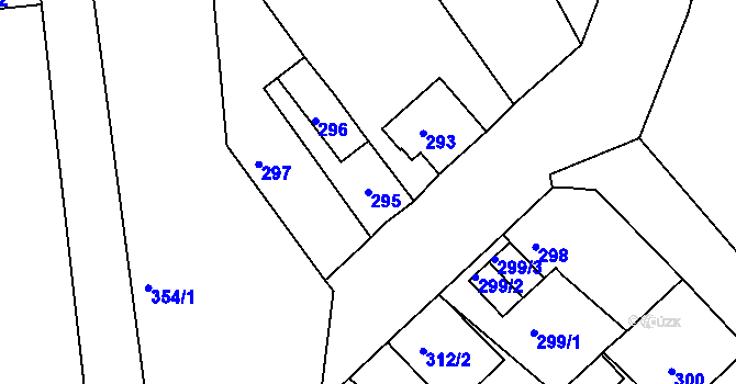 Parcela st. 295 v KÚ Dubí-Bystřice, Katastrální mapa