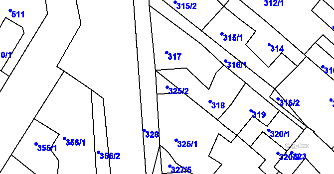 Parcela st. 325/2 v KÚ Dubí-Bystřice, Katastrální mapa
