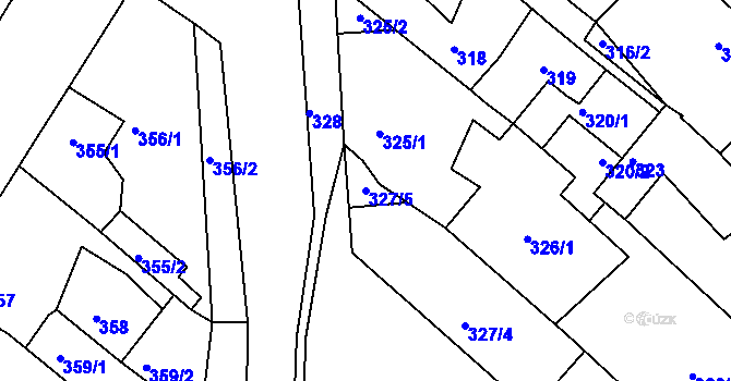 Parcela st. 327/5 v KÚ Dubí-Bystřice, Katastrální mapa
