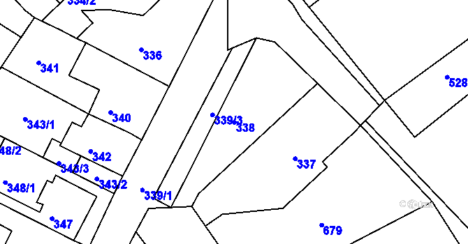 Parcela st. 338 v KÚ Dubí-Bystřice, Katastrální mapa