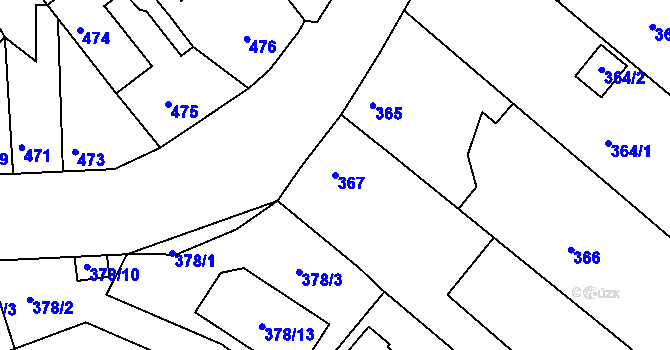 Parcela st. 367 v KÚ Dubí-Bystřice, Katastrální mapa