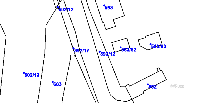 Parcela st. 392/12 v KÚ Dubí-Bystřice, Katastrální mapa