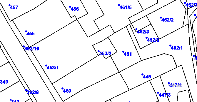 Parcela st. 453/2 v KÚ Dubí-Bystřice, Katastrální mapa