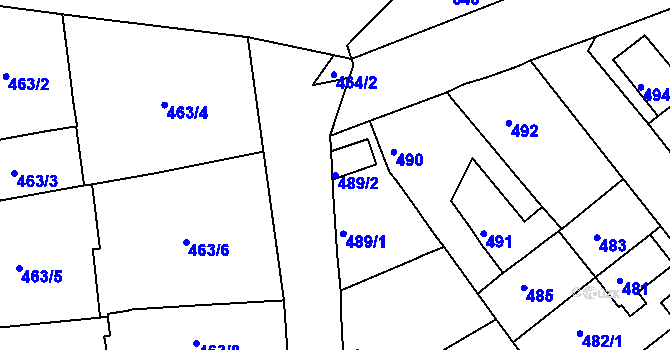 Parcela st. 489/2 v KÚ Dubí-Bystřice, Katastrální mapa