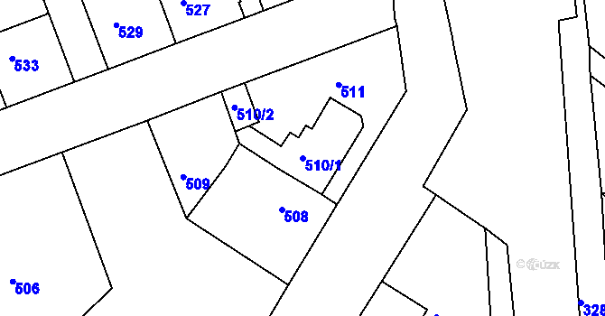 Parcela st. 510/1 v KÚ Dubí-Bystřice, Katastrální mapa
