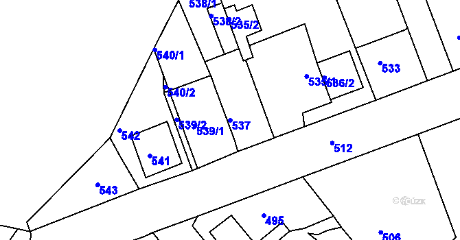 Parcela st. 537 v KÚ Dubí-Bystřice, Katastrální mapa