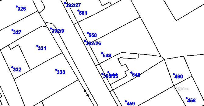 Parcela st. 549 v KÚ Dubí-Bystřice, Katastrální mapa