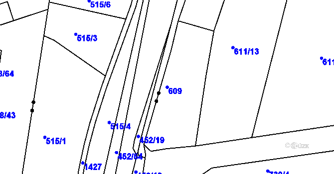 Parcela st. 609 v KÚ Dubí-Bystřice, Katastrální mapa