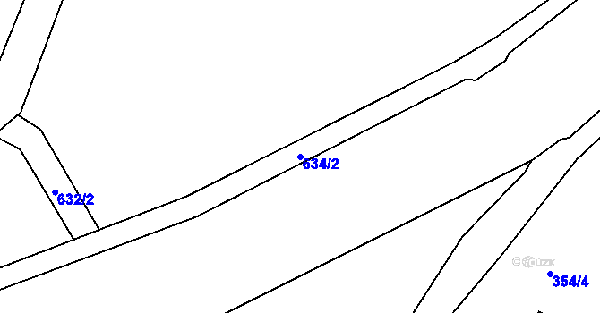Parcela st. 634/2 v KÚ Dubí-Bystřice, Katastrální mapa