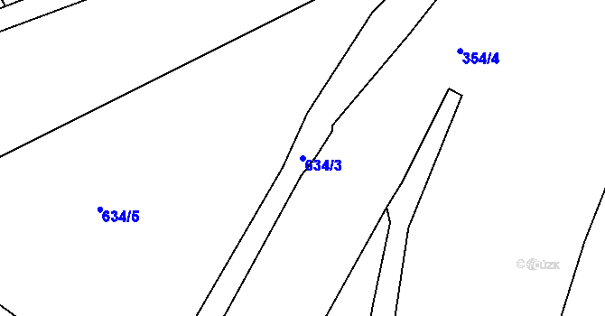 Parcela st. 634/3 v KÚ Dubí-Bystřice, Katastrální mapa