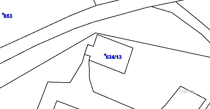 Parcela st. 634/13 v KÚ Dubí-Bystřice, Katastrální mapa