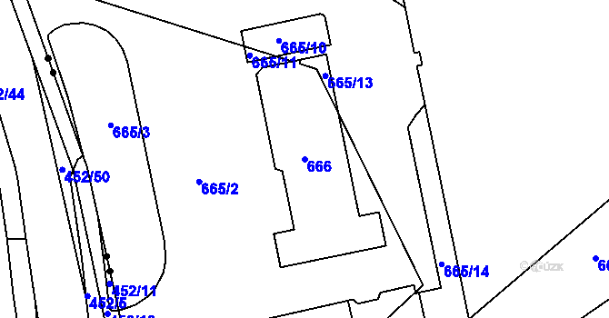 Parcela st. 666 v KÚ Dubí-Bystřice, Katastrální mapa