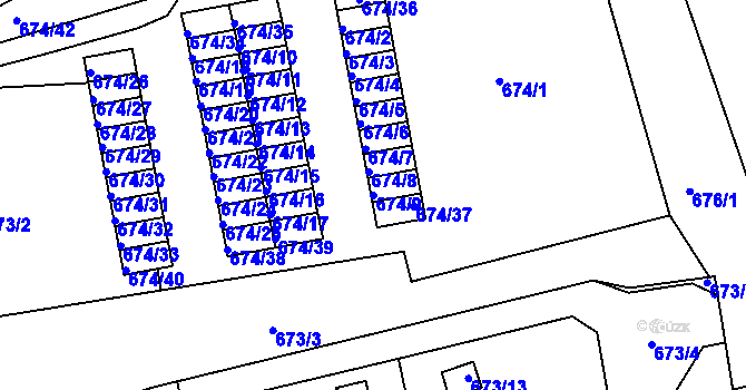 Parcela st. 674/9 v KÚ Dubí-Bystřice, Katastrální mapa