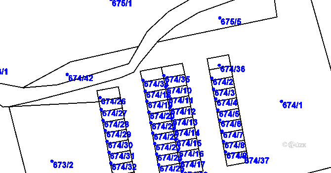 Parcela st. 674/10 v KÚ Dubí-Bystřice, Katastrální mapa