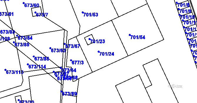 Parcela st. 701/24 v KÚ Dubí-Bystřice, Katastrální mapa