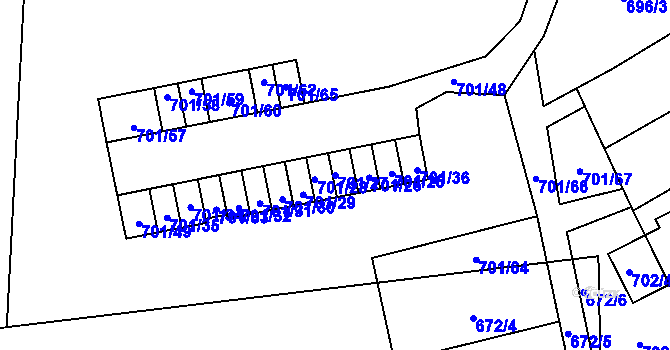 Parcela st. 701/27 v KÚ Dubí-Bystřice, Katastrální mapa