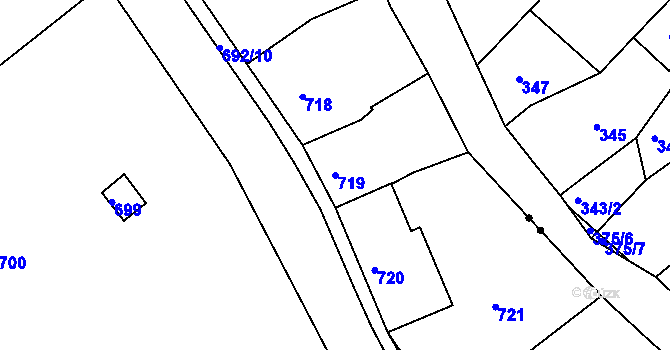 Parcela st. 719 v KÚ Dubí-Bystřice, Katastrální mapa